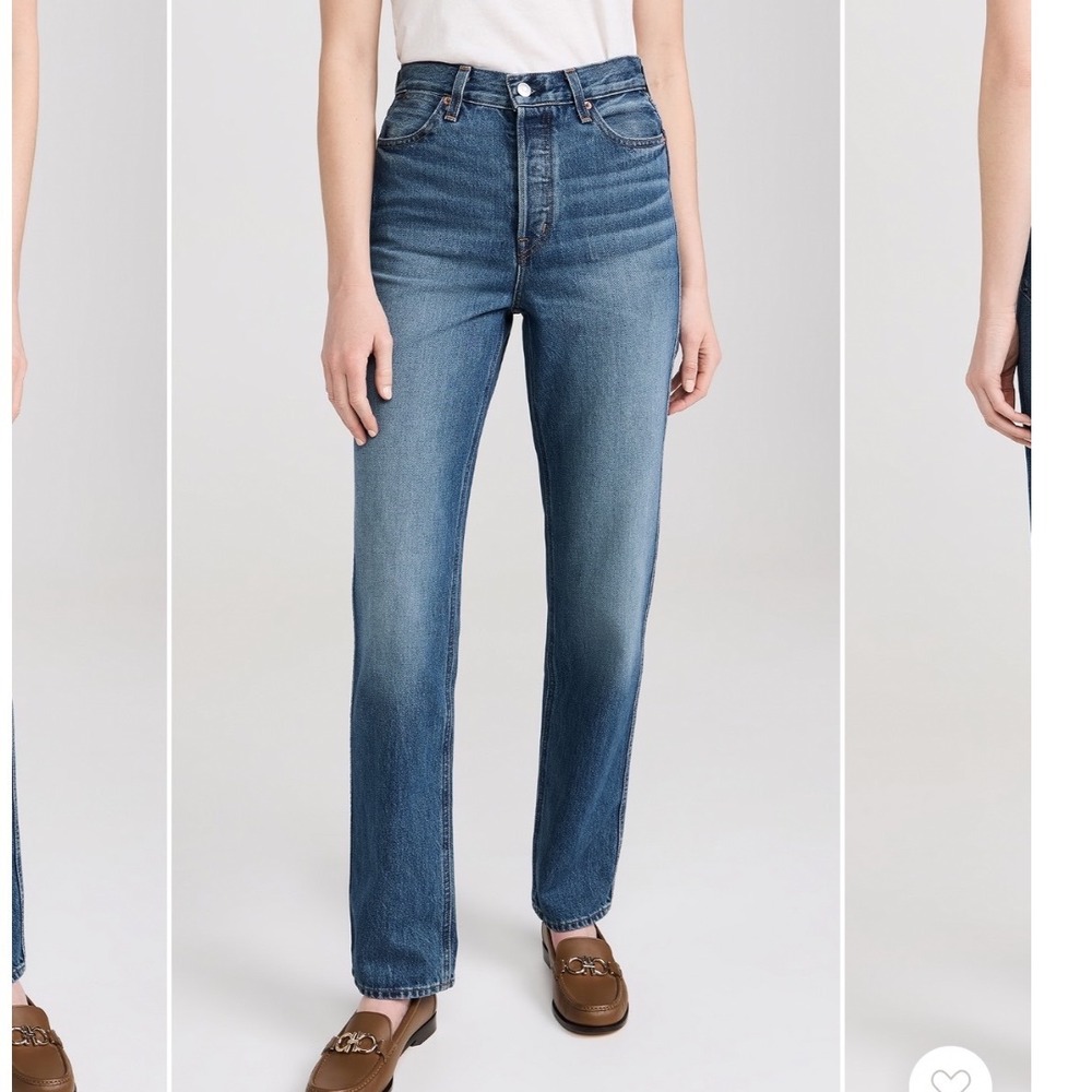Alex Mill The Carla High Rise Straight Jeans In Vintage Medium Indigo Size 28